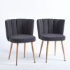 Modern GRAY dining chair(set of 2 ) with iron tube wood color legs, shorthair cushions and comfortable backrest, suitable for dining room, living room