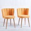 Modern YELLOW dining chair(set of 2 ) with iron tube wood color legs, shorthair cushions and comfortable backrest, suitable for dining room