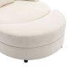 Orisfur. 360¬∞ Swivel Accent Barrel Chair with Storage Ottoman & 4 Pillows, Modern Chenille Leisure Chair Round Accent for Living Room, Cream