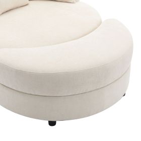 Orisfur. 360¬∞ Swivel Accent Barrel Chair with Storage Ottoman & 4 Pillows, Modern Chenille Leisure Chair Round Accent for Living Room, Cream