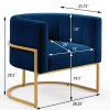Upholstered Velvet Accent Chair with Golden Metal Stand,Mid-Century Living Room Leisure Chair with Curve Backrest -Navy