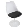 Swivel Tulip Side Chair for Kitchen and Dining Room Bar with Cushioned Seat and Curved Backrest, White and Black