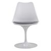 Swivel Tulip Side Chair for Kitchen and Dining Room Bar with Cushioned Seat and Curved Backrest, White and Gray