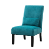 Pisano Contemporary Chenille Fabric Armless Accent Chair with Pillow, Teal Blue