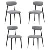 (Set of 4) Modern Dining Chairs , Curved Backrest Round Upholstered and Metal Frame,Grey