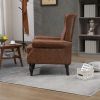 COOLMORE Wood Frame Armchair, Modern Accent Chair Lounge Chair with Sturdy Wood Legs for Living Room Bedroom (Brown PU)