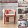 COOLMORE Contemporary Designed Velvet Fabric Upholstered Accent/Dining Chair /Barrel Side Chairs Kitchen Armchair for Living Room set of 2 (Pink Velve