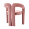 COOLMORE Contemporary Designed Velvet Fabric Upholstered Accent/Dining Chair /Barrel Side Chairs Kitchen Armchair for Living Room set of 2 (Pink Velve