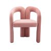 COOLMORE Contemporary Designed Velvet Fabric Upholstered Accent/Dining Chair /Barrel Side Chairs Kitchen Armchair for Living Room set of 2 (Pink Velve
