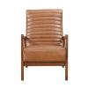 1pc Accent Chair Brown Faux Leather Walnut Finish Solid Rubberwood Modern Living Room Furniture
