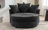 Orisfur. 360¬∞ Swivel Accent Barrel Chair with Storage Ottoman & 4 Pillows, Modern Chenille Leisure Chair Round Accent for Living Room, Gray