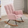 Rocking Chair, Leisure Sofa Glider Chair, Comfy Upholstered Lounge Chair with High Backrest, for Nursing Baby, Reading, Napping PINK