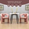 COOLMORE Contemporary Designed Velvet Fabric Upholstered Accent/Dining Chair /Barrel Side Chairs Kitchen Armchair for Living Room set of 2 (Pink Velve
