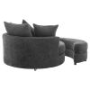 Orisfur. 360¬∞ Swivel Accent Barrel Chair with Storage Ottoman & 4 Pillows, Modern Chenille Leisure Chair Round Accent for Living Room, Gray