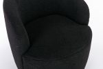 Teddy Fabric Swivel Accent Armchair Barrel Chair With Black Powder Coating Metal Ring,Black