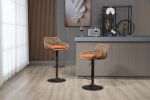 COOLMORE Modern Swivel Bar Stools Set of 2 Adjustable Counter Height Chairs with Footrest for Kitchen, Dining Room (Orange)