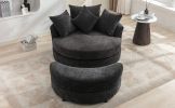 Orisfur. 360¬∞ Swivel Accent Barrel Chair with Storage Ottoman & 4 Pillows, Modern Chenille Leisure Chair Round Accent for Living Room, Gray