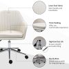 Mid-Back Task Chair, Fabric Home Office Chair, Swivel Desk Chair with Tub Shape Design & Lined Pattern Back for Living Room, Bedroom, Beige
