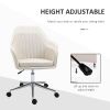 Mid-Back Task Chair, Fabric Home Office Chair, Swivel Desk Chair with Tub Shape Design & Lined Pattern Back for Living Room, Bedroom, Beige