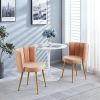 Modern beige dining chair(set of 2 ) with iron tube wood color legs, shorthair cushions and comfortable backrest, suitable for dining room