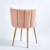 Modern beige dining chair(set of 2 ) with iron tube wood color legs, shorthair cushions and comfortable backrest, suitable for dining room