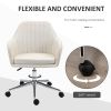 Mid-Back Task Chair, Fabric Home Office Chair, Swivel Desk Chair with Tub Shape Design & Lined Pattern Back for Living Room, Bedroom, Beige