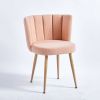 Modern beige dining chair(set of 2 ) with iron tube wood color legs, shorthair cushions and comfortable backrest, suitable for dining room