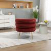 COOLMORE Upholstered Velvet Barrel Accent Chair with Ottoman,Accent Comfy Lounge Arm Chair and Footrest Stool Set