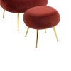 COOLMORE Upholstered Velvet Barrel Accent Chair with Ottoman,Accent Comfy Lounge Arm Chair and Footrest Stool Set