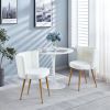 Modern WHITE dining chair(set of 2 ) with iron tube wood color legs, shorthair cushions and comfortable backrest, suitable for dining room