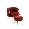 COOLMORE Upholstered Velvet Barrel Accent Chair with Ottoman,Accent Comfy Lounge Arm Chair and Footrest Stool Set