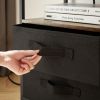 End Table with Charging Station, Nightstand with USB Port, Outlet and Fabric Bag, 2 Drawers & Open Storage Shelf Side Table