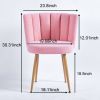 Modern pink dining chair(set of 2 ) with iron tube wood color legs, shorthair cushions and comfortable backrest, suitable for dining room, living room