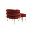 COOLMORE Upholstered Velvet Barrel Accent Chair with Ottoman,Accent Comfy Lounge Arm Chair and Footrest Stool Set