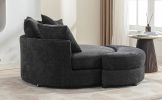 Orisfur. 360¬∞ Swivel Accent Barrel Chair with Storage Ottoman & 4 Pillows, Modern Chenille Leisure Chair Round Accent for Living Room, Gray