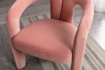 COOLMORE Contemporary Designed Velvet Fabric Upholstered Accent/Dining Chair /Barrel Side Chairs Kitchen Armchair for Living Room set of 2 (Pink Velve