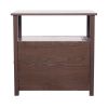Farmhouse End Table Narrow Night Stand with USB Ports and Outlets Brown