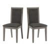 Dining Chairs Set of 2 Wood Dining Room Chair with MDF + sponge Back, Kitchen Room Chair Side Chair, Light grey Base with Grey Cushion