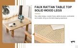 Modern and minimalist rectangular rattan tabletop with rubber wooden legs, imitation rattan woven Chinese side table