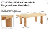 Modern and minimalist rectangular rattan tabletop with rubber wooden legs, imitation rattan woven Chinese side table