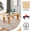 Modern and minimalist rectangular rattan tabletop with rubber wooden legs, imitation rattan woven Chinese side table