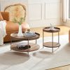 2-Piece Modern 2 tier Round Coffee Table Set for Living Room,Easy Assembly Nesting Coffee Tables, End Side Tables for Bedroom Office Balcony Yard