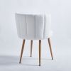 Modern WHITE dining chair(set of 2 ) with iron tube wood color legs, shorthair cushions and comfortable backrest, suitable for dining room