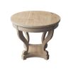 Curved Legs Farmhouse Style Small Size Round Dining Table End Table Side Table Coffee Table for Dinette, Kitchen, Dining Room or Living Room