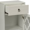 White Side Table with Drawer and Door