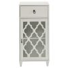 White Side Table with Drawer and Door
