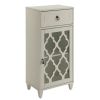 White Side Table with Drawer and Door