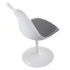 Swivel Tulip Side Chair for Kitchen and Dining Room Bar with Cushioned Seat and Curved Backrest, White and Gray