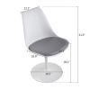 Swivel Tulip Side Chair for Kitchen and Dining Room Bar with Cushioned Seat and Curved Backrest, White and Gray
