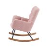 Rocking Chair, Leisure Sofa Glider Chair, Comfy Upholstered Lounge Chair with High Backrest, for Nursing Baby, Reading, Napping PINK